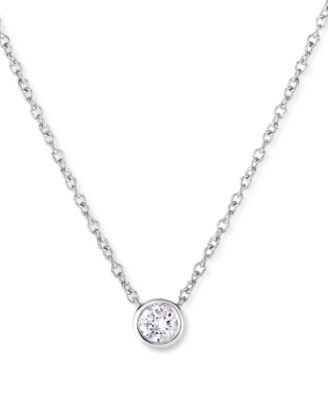 Forever Grown Diamonds - Lab-Created Diamond Bezel Solitaire Pendant Necklace (1/5 ct. t.w.) in Sterling Silver, 18" + 2" extender