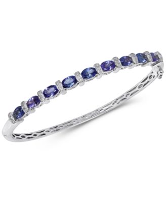 Macy's Brand - Tanzanite (4 ct. t.w.) & Diamond (1/10 ct. t.w.) Bangle Bracelet in Sterling Silver
