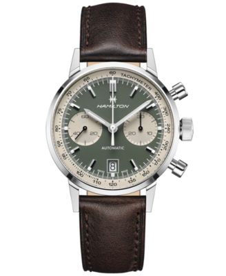 Hamilton - Men's Swiss Chronograph Intra-Matic Brown Leather Strap Watch 40mm