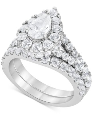 Macy's - Diamond Pear Halo Bridal Set (4 ct. t.w.) in 14K White Gold