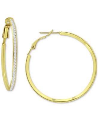 Giani Bernini - Cubic Zirconia Medium Hoop Earrings, 1.5"