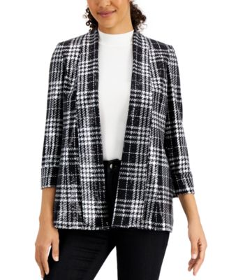 Kasper - Plaid Open-Front Blazer