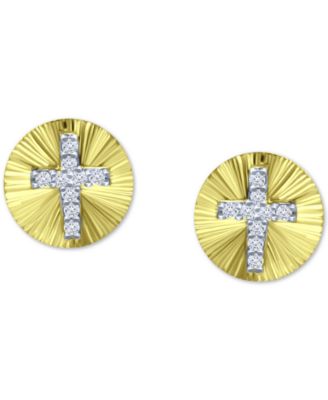 Giani Bernini - Cubic Zirconia Cross Disc Stud Earrings