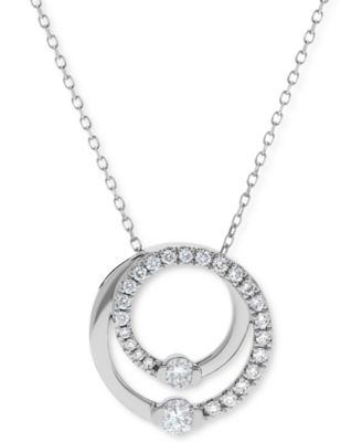Macy's Brand - Diamond Spiral Circle Pendant Necklace (1/3 ct. t.w.) in 14k White Gold, 16" + 2" extender