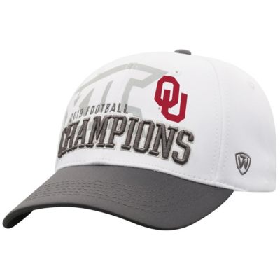 Top of the World - White/Gray Oklahoma Sooners 2019 Big 12 Football Champions Locker Room Adjustable Hat