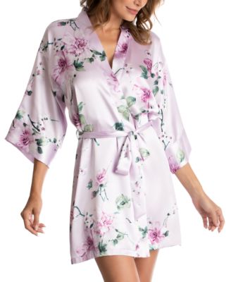 Linea Donatella - Floral-Print Satin Wrap Robe