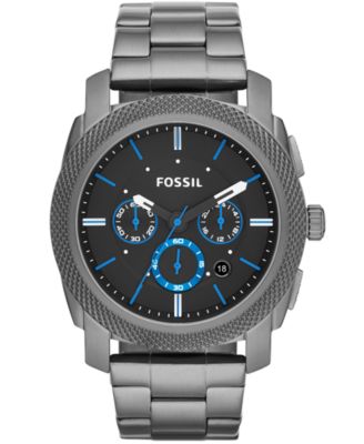 Fossil - Men's Chronograph Machine Smoke-Tone Stainless Steel Bracelet Watch 45mm FS4931