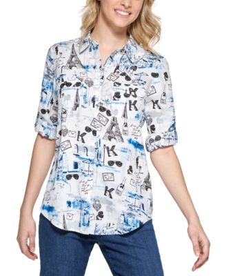 Karl Lagerfeld Paris - Printed Whimsical Long Sleeve Top