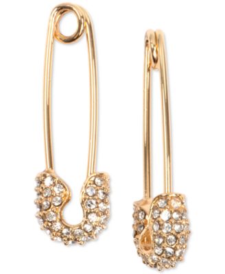 Karl Lagerfeld Paris - Gold-Tone Pav&eacute; Safety Pin Drop Earrings