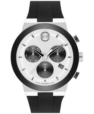 Movado - Men's Swiss Chronograph Bold Fusion Black Silicone Strap Watch 44mm