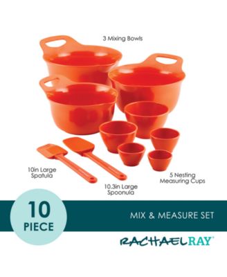 Rachael Ray - 10-Pc. Mix and Measure Mixing Bowl Measuring Cup and Utensil Set