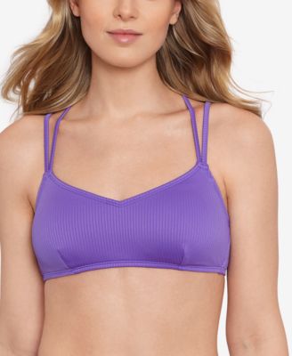 Salt + Cove - Juniors' Raised Rib Strappy Bralette Bikini Top