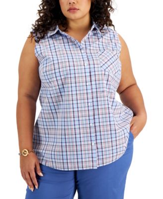 Tommy Hilfiger - Plus Size Cotton Plaid-Print Shirt