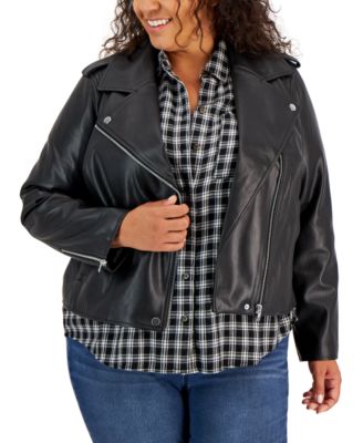 I.N.C. International Concepts - Plus Size Faux-Leather Moto Jacket