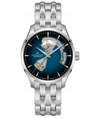 Hamilton - Men's Automatic Jazzmaster Open Heart Smoked Blue Stainless Steel Bracelet Watch 40mm