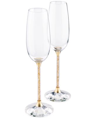 Swarovski - Stemware, Set of 2 Crystalline Golden Shadow Toasting Flutes