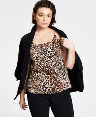 Bar III - Zip Back Cheetah-Printed Camisole