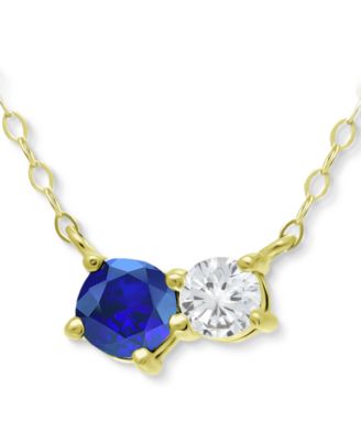 Giani Bernini - Lab-Created Blue Sapphire & Cubic Zirconia Collar Necklace, 16" + 2" extender