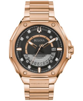 Bulova - Men's Precisionist High Performance Quartz Diamond (1/20 ct. t.w.) Rose Gold-Tone Stainless Steel Bracelet Watch 47mm