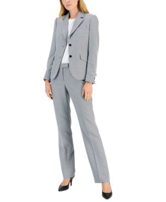 Anne Klein - Women's Mini Houndstooth Two-Button Jacket & Flare-Leg Pants & Pencil Skirt