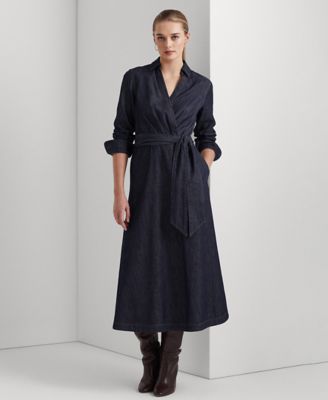 Lauren Ralph Lauren - Denim Surplice Midi Dress