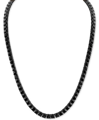 Esquire Men's Jewelry - Black Spinel 24" Tennis Necklace in Black Ruthenium-Plated Sterling Silver