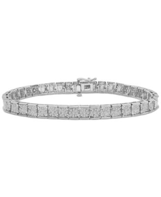Macy's Brand - Men's Diamond Miracle Plate Tennis Bracelet (2 ct. t.w.) in Sterling Silver