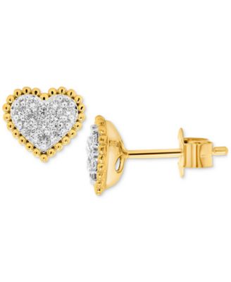 Forever Grown Diamonds - Lab-Created Diamond Heart Cluster Bead Frame Stud Earrings (1/4 ct. t.w.) in 14k Gold-Plated Sterling Silver