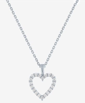 Forever Grown Diamonds - Lab-Created Diamond Open Heart 18" Pendant Necklace (1/4 ct. t.w.) in Sterling Silver