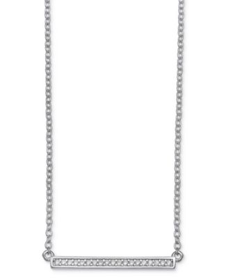 Giani Bernini - Cubic Zirconia Pav&eacute; 16" Bar Necklace in Sterling Silver