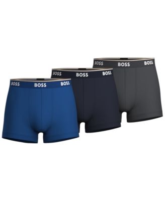 BOSS - Men's 3-Pk. Solid Logo Waistband Trunks
