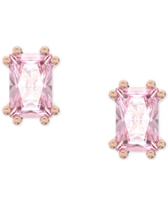 Swarovski - Rose Gold-Tone Color Cushion-Cut Crystal Stud Earrings
