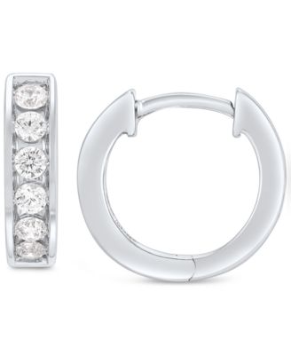 Grown With Love - Unisex Lab Grown Diamond Small Huggie Hoop Earrings (1/2 ct. t.w.) in 10 White Gold, 1/2"