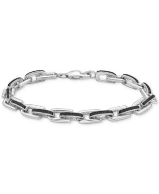 Macy's Brand - Men's Black Diamond Link Bracelet (1/2 ct. t.w.) in Sterling Silver
