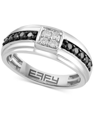 EFFY Collection - Men's White Diamond (1/6 ct. t.w.) & Black Diamond (1/3 ct. t.w.) Ring in 14k White Gold