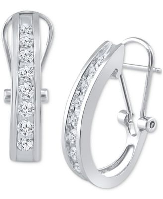 Macy's Brand - Diamond Channel-Set J-Hoop Earrings (1/2 ct. t.w.)