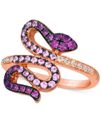 Le Vian - Strawberry Ombr&eacute; (5/8 ct. t.w.) & White Sapphire (1/10 ct. t.w.) Snake Ring in 14k Rose Gold