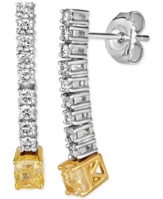 Le Vian - Sunny Yellow Diamond (7/8 ct. t.w.) & Vanilla Diamond (1/2 ct. t.w.) Linear Drop Earrings in 14k Gold & Platinum