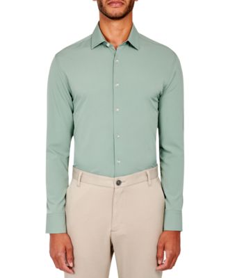 ConStruct - Men's Slim-Fit Solid Performance Stretch Cooling Comfort Dress Shirt