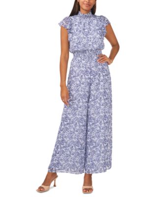 MSK - Women's Flutter-Sleeve Smocked-Waist Jumpsuit