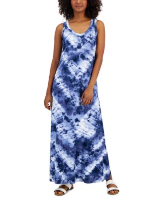 Style & Co - Women's Tie-Dyed Print Scoop-Neck Maxi Dress