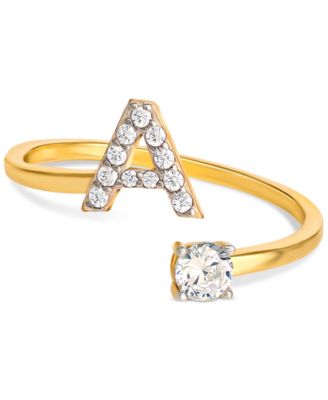 Giani Bernini - Cubic Zirconia Initial Wrap Ring in 18k Gold-Plated Sterling Silver