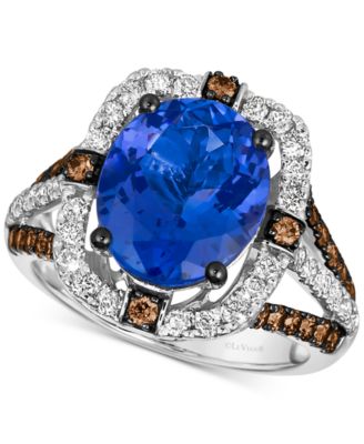 Le Vian - Blueberry Tanzanite (4-1/2 ct. t.w.), Chocolate Diamonds (1/2 ct. t.w.) & Nude Diamonds (1/2 ct. t.w.) Statement Ring in 14k White Gold