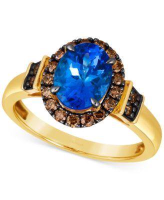 Le Vian - Chocolatier Blueberry Tanzanite (1-3/4 ct. t.w.) & Chocolate Diamonds (3/8 ct. t.w.) Oval Halo Ring in 14k Gold