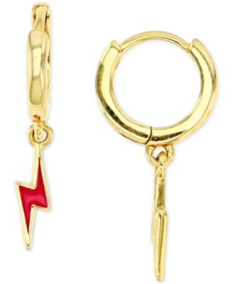 Macy's Brand - Lightning Charm Hoop Earrings in Sterling Silver or 14k Gold over Sterling Silver