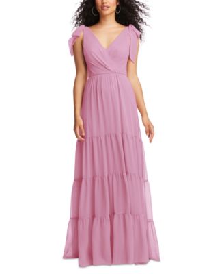 Social Bridesmaids - Women's Bow-Shoulder Pleated-Bust Gown