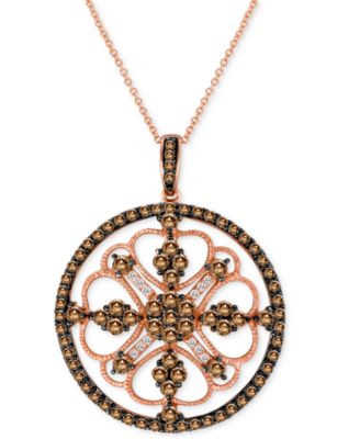 Le Vian - Chocolate Diamond (2-1/8 ct. t.w.) & Vanilla Diamond (1/20 ct. t.w.) Mandala 18" Pendant Necklace in 14k Rose Gold