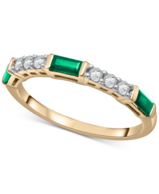 Macy's - Lab-Created Emerald (1/3 ct. t.w.) & Lab-Created White Sapphire (1/5 ct. t.w.) Stack Ring in 14k Gold-Plated Sterling Silver