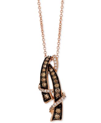 Le Vian - Chocolate Diamond (1/3 ct. t.w.) & Vanilla Diamond (1/10 ct. t.w.) Curved Abstract 18" Pendant Necklace in 14k Rose Gold