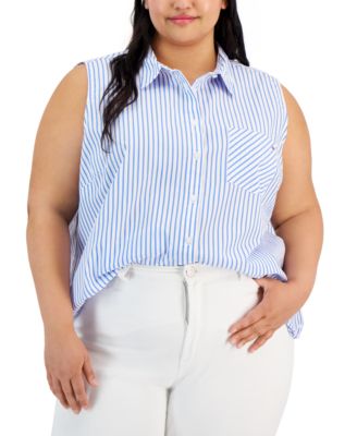 Tommy Hilfiger - Plus Sized Cotton Striped Shirt